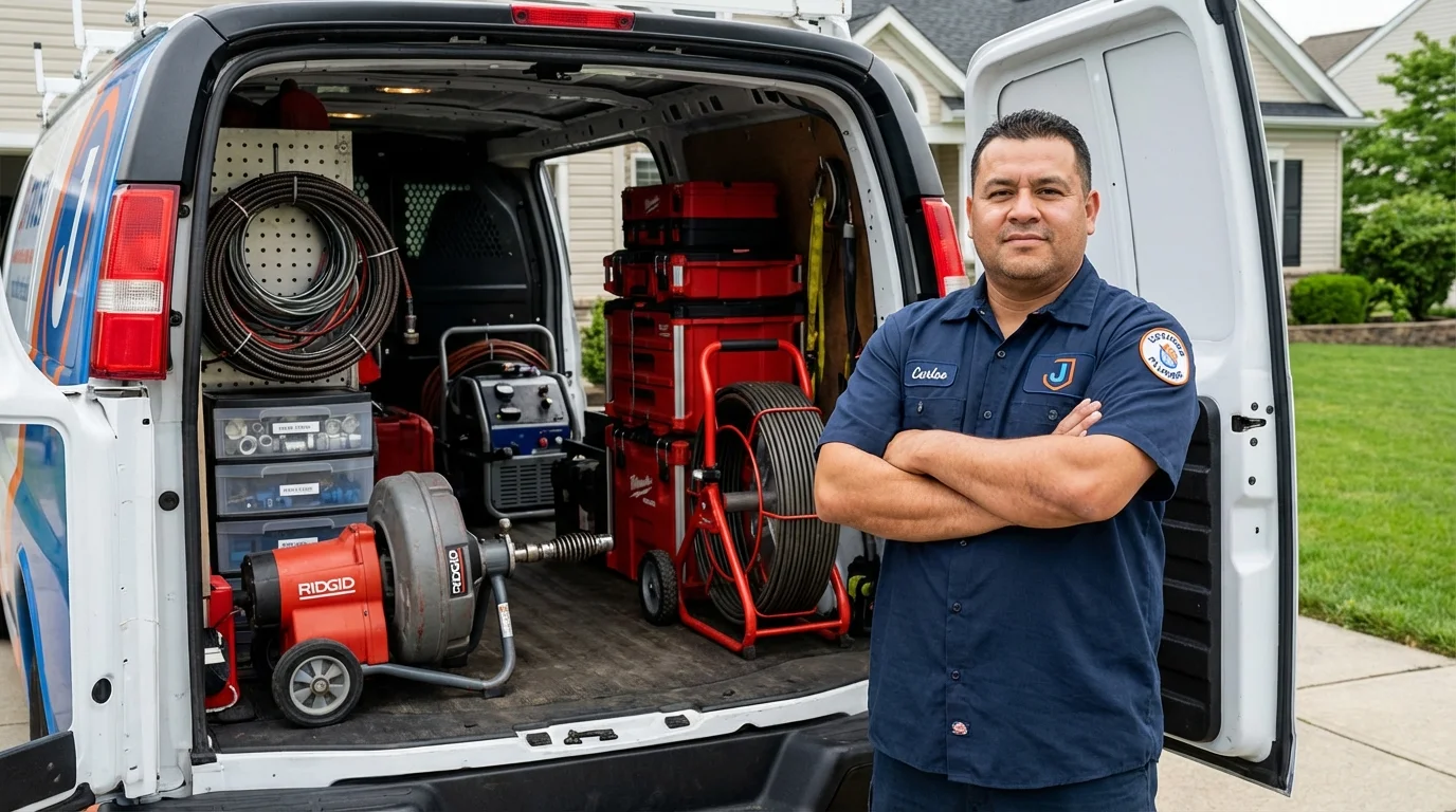 Professional drain cleaning equipment and Johns Plumbing LLC plumber in Norfolk